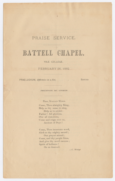 Thumbnail for Praise service. Battell …
