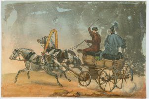 Thumbnail for Men in wagon …