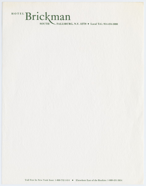 Thumbnail for Hotel Brickman stationery
