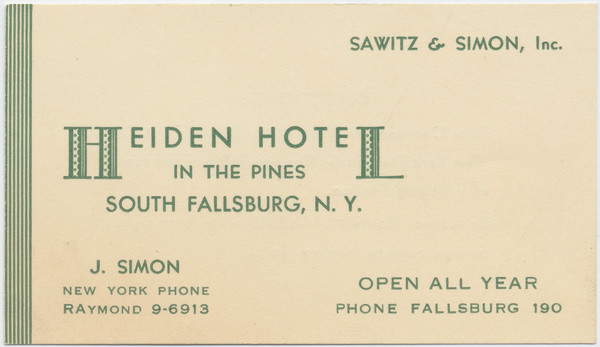 Thumbnail for Heiden Hotel, business …