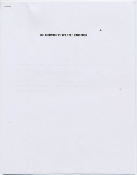 Thumbnail for Grossinger employee handbook