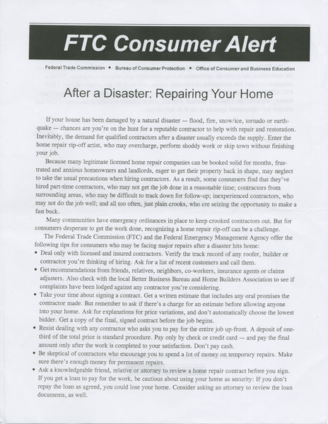 Thumbnail for FTC Consumer Alert …