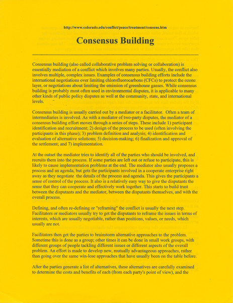 Thumbnail for Consensus Building (handout)