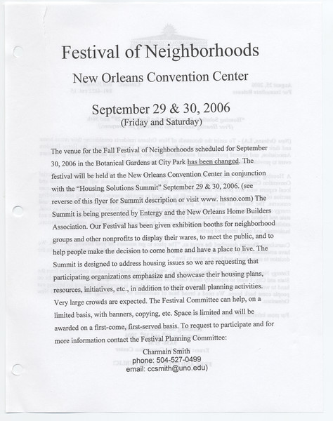 Thumbnail for Festival of NeigHBOrhoods …
