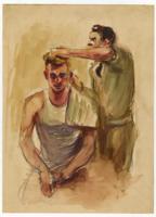 Thumbnail for Barber cutting soldier's …